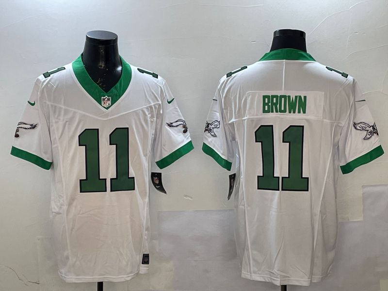 Men Philadelphia Eagles #11 Brown White Retro three generations 2025 Nike Vapor Limited NFL Jersey style 1->philadelphia eagles->NFL Jersey
